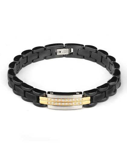 Collectie Vrouwen Armbanden 20 CM Zwart Witte Keramische Armband Wit Kristal Rvs Armband & Bangles Sieraden Voor Vrouwen