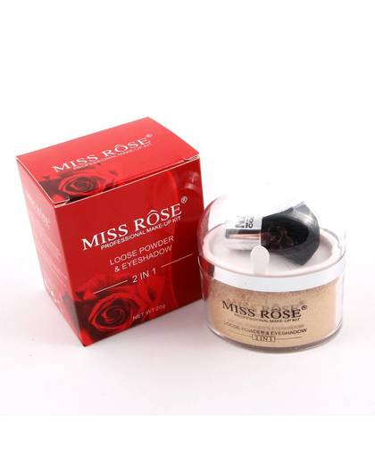 Miss rose gezicht make 2 in 1 glad losse poeder met borstel glitter gold oogschaduw contour palette banaan poeder MS028 
 MISS ROSE