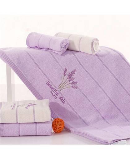 34x74 cm 100% Katoen Absorberende Antibacteriële Zachte Comfortabele Geborduurde Lavendel Aromatherapie Handdoek