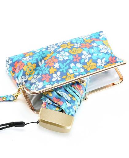 Japanse Bloem Patroon Pakket Mini Kwaliteit Zonnige Regenachtige Mode Creatieve VouwenParaplu Vrouwen Vrouwelijke Met Prachtige Tas