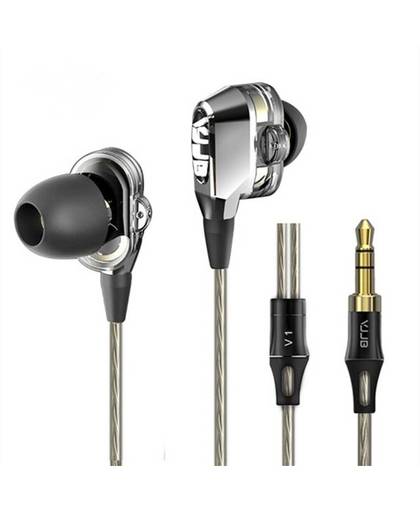 VJJB V1 V1S 4 Speakers HIFI Kwaliteit Geluid Metalen In Ear Oortelefoon Oordopjes Dubbele Cirkel Hifi Subwoofer Monitor Koptelefoon Oordopjes
