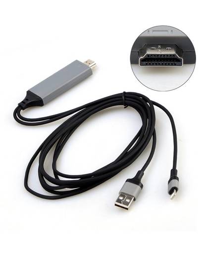 1 Stuk 2 M USB 8 Pin naar HDMI HDTV Av-kabel Adapter voor iPhone 7 7 Plus 6 S 6 Plus 5 S 5 Opladen Adapter Kabel T0.11 
 Asdomo