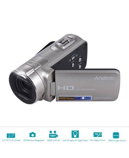 Andoer HDV-312P 1080 P Full HD Digitale Video Camera thuisgebruik DV met 2.7 "roterende Lcd-scherm Max. 20 MP 16x Draagbare Camcorder