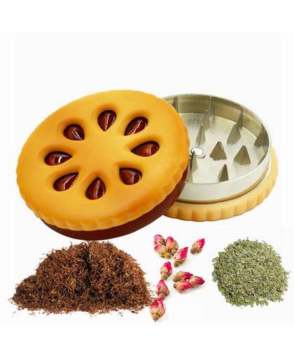 Koop 55mm Cookie Shape Biscuit Metal Grinder Tabacco Crusher Gedroogde Bloemen Kruiden Thuis D0919