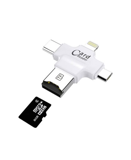 Ubit 4 in 1 Converter OTG Geheugenkaartlezer TF microSD Adapter voor android IOS Laptop Telefoon Type-c USB-A USB-Micro OTG