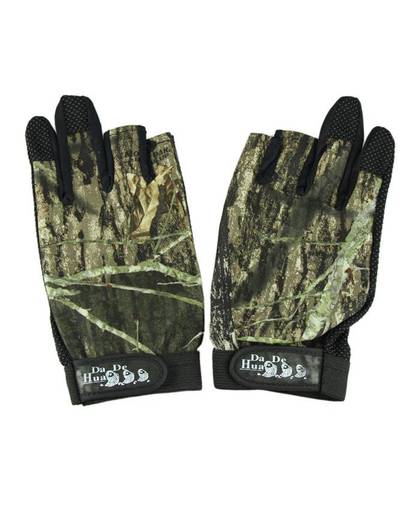 Pack 3 Cut Finger Anti Slip Green Camo camouflage Vissen Handschoenen Top Kwaliteit Buitensporten antislip Vissen handschoenen