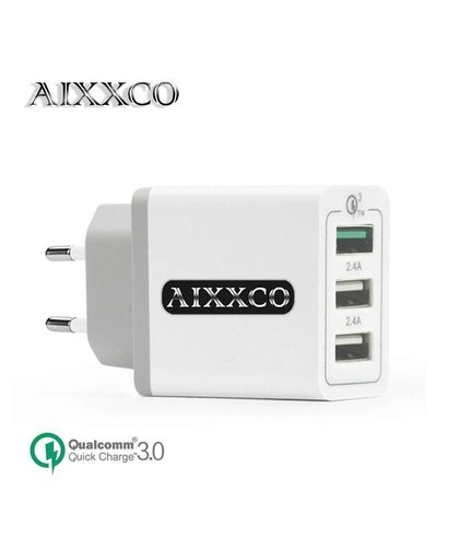 3 USB Charger Quick Lading 3.0 30 W Snelle Mobiele Telefoon Oplader (Quick Charge 2.0 Compatibel) 5 V 2.4A voor Samsung Huawei LG 
 AIXXCO