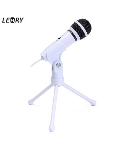 LEORY Condensator Microfoon 3.5mm Wired Dynamische Stereo Desktop Microfoons Mic Met Holder PC Laptop Broadcast Record