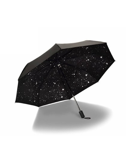 Sterrenhemel Zwarte Coating Winddicht Anti UV Zon/Regen Triple Opvouwbare Paraplu