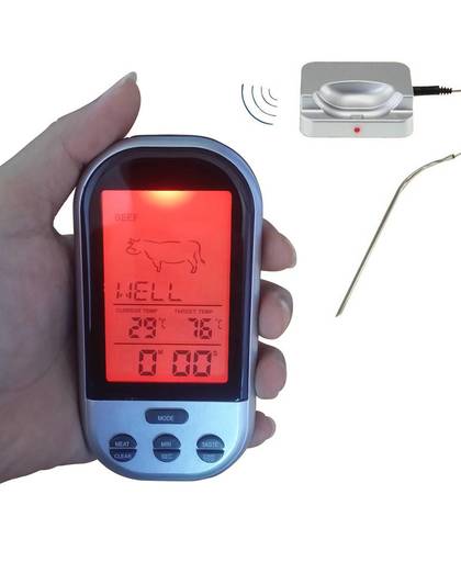 Afstandsbediening Draadloze Digitale Voedsel Thermometer Vlees Probe Keuken Oven Roker Grillen Koken Thermometer en Timer Water Melk Probe