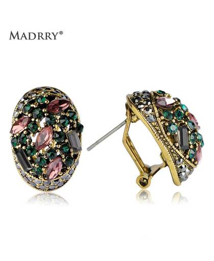 Madrry Vintage Strass Oorbellen Kleurrijke Crystal voor Persoonlijkheid Vrouwen Piercing Brincos Bijuterias Pendientes Drop