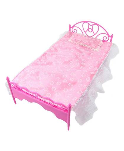 LeadingStar Roze Mini Bed Met Kussen voor Barbie Poppen Poppenhuis Slaapkamer Meubels Roze Kleur Speelgoed Voor kinderen Pop zk15