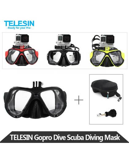 Telesin duiken masker snorkel zwemmen googles bril met opbergtas voor gopro hero 5 4 3 2, xiaomi yi 4 k, 4 K + Accessoires