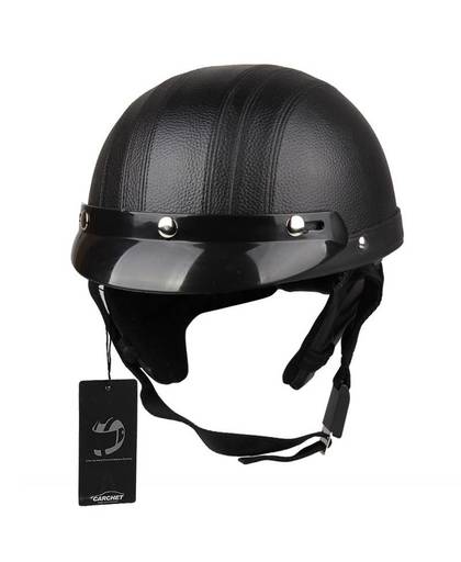 CARCHET Motorhelm Unisex Fiets Helmen Motorfiets Motor Open Gezicht Half Helm + Vizier + Veiligheidsbril