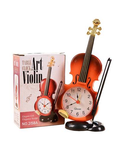 Creatieve Instrument Tafel Klok Student vioolHome Decor fiddle quartz Wekker Bureau Plastic Craft despertador de mesa