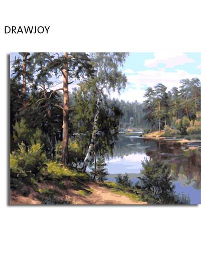 DRAWJOY Landschap Ingelijst Schilderij Nummers Muur Art DIY Canvas Olieverf Home Decor Voor Woonkamer GX7799 40*50 cm