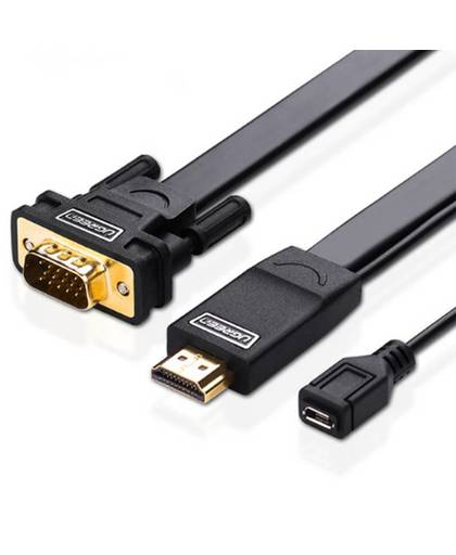 1080 P HDMI naar VGA kabel adapter Digitale naar Analoge Mannelijke om Mannelijke converter voor Laptop TV box Projector PS3 Xbox360, zwart 
 Ugreen