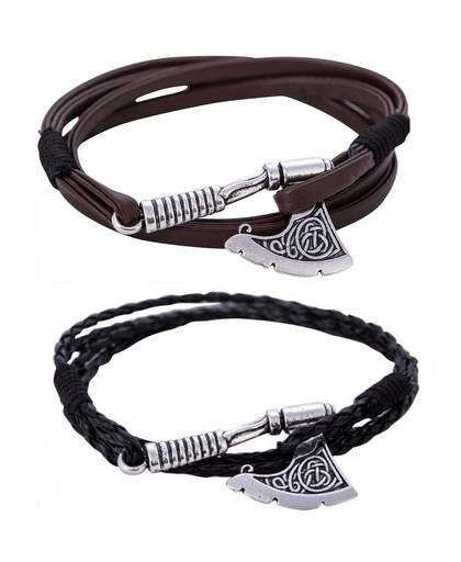 Bijl Wrap anker Armband Lederen Accessoires Slavische Perun Mannen Lederen bangle Armbanden mannen Sieraden
 Dawapara