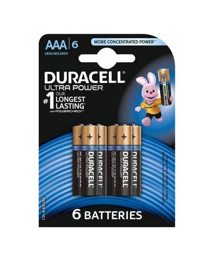 Duracell alkaline batterijen - lr03 ultra power aaa 6st