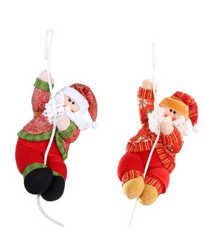 35 cm Pluche Kerstversiering Kerstman Pop Klimmen Touw Ornamenten voor Venster Winkelcentrum Nieuwjaar Party DIY Navidad