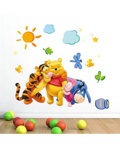 Animal cartoon Winnie Pooh boom muurstickers voor kinderen kamers jongens meisje thuis decals woondecoratie behang