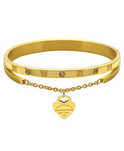 Luxe BeroemdeSieraden Pulseira Rose Goud Rvs Armbanden & Bangles Vrouwelijke Hart Altijd Liefde Armband Voor Vrouwen 
 BORASI