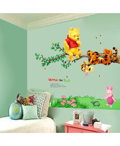 Animal cartoon Winnie Pooh boom muurstickers voor kinderen kamers jongens meisje thuis decals woondecoratie behang