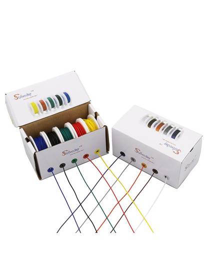 40 Meters UL 1007 22AWG 5 kleur Mix doos 1 box 2 pakket Elektrische Draad Kabel Lijn Luchtvaartmaatschappij Koperen PCB draad