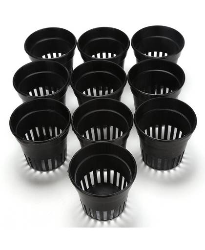 10 Stks/partij Zware Zwarte Mesh Pot Netto Mand 3 inch + Clone Kraag Wit Insert Wortel Guard Hydrocultuur Bloem Plant Groene Groeien