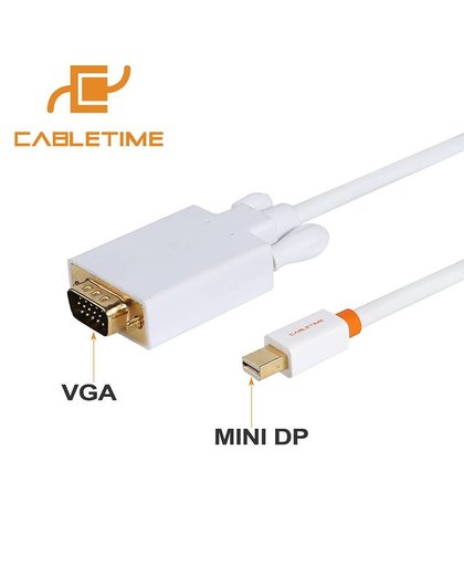 Cabletime Mini DP naar VGA Mini displayport-naar VGA Mannelijke aangesloten Macbook Pro Computer VGA Displays Lcd-monitoren N015 
 CABLETIMES
