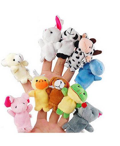 10 stks/partij Cartoon Dier Fluwelen Handpop Vinger Speelgoed Vinger Pop Baby Doek Educatief Hand Toy Story