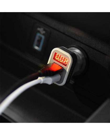 Autour Universele 2.1A 12 v Motorfiets Auto USB Lader Voltmeter Socket Boten Dual Usb Auto USB Autolader voor Mobiele telefoon