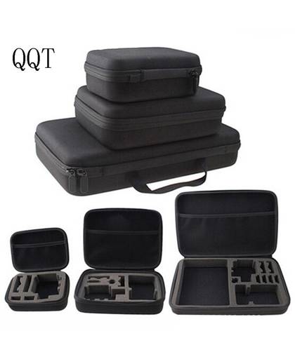 QQT voor Gopro Portable Draagtas Kleine Medium Grote Maat Accessoires Anti-shock Behuizing voor Go pro Hero 5 4 3 + Sj4000 Xiaomi Yi