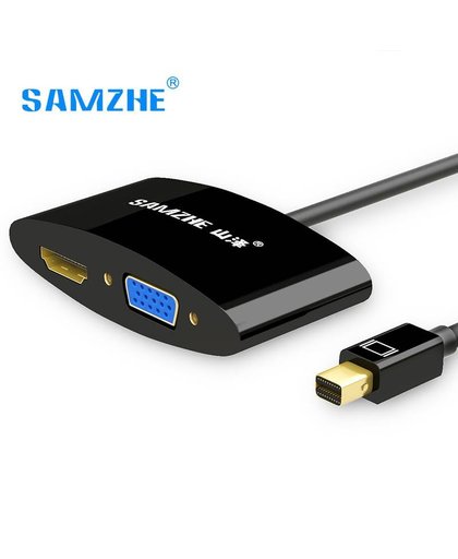 Mini DP Thunderbolt naar HDMI/VGA Twee in Een Kabel Adapter voor Macbook Aansluiten met Projector of TV Screen 
 SAMZHE