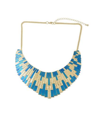 FANHUAGeometrische Choker Grote Ketting Blauw Emaille Bib Statement Ketting Mode Accessoires Collier Femme