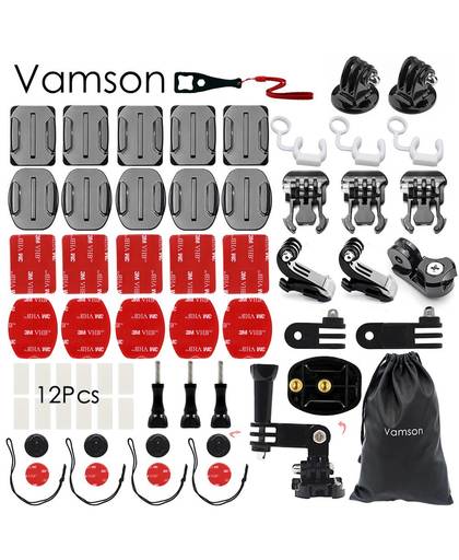 Vamson voor Gopro Hero 5 Accessoires Kit praktische Adapter Mount voor Gopro Hero 5 4 3 voor Xiaomi voor SJCAM VS90