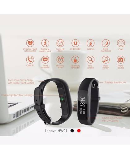 Originele HW01 Smart Armband Bluetooth 4.2 Hartslag Moniter Stappenteller Sport Fitness Tracker Voor Android iOS pk mi band
 Lenovo