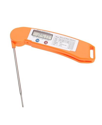 Opvouwbare Digitale Elektronische Barbecue Vlees Thermometer BBQ Voedsel Thermometer Met Inklapbare Probe Zwart/Oranje