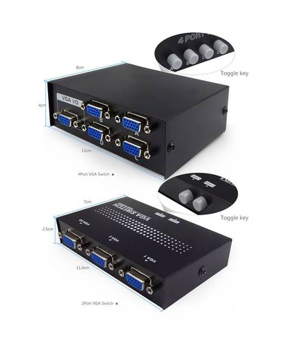 VGA Schakelaar 2 en 4 in 1 Switcher Switching Kabel handmatig Druk Knop Monitor Delen F/F Adapter Converter voor PC Projector 
 thundeal