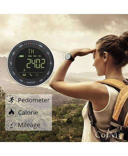 Professionele Sport Horloge Real-time Sport Opname Stopwatch Call SMS Kennisgeving 5ATM Waterdicht voor Android IOS Telefoon 
 
 ColMi