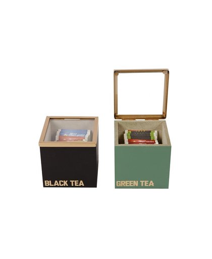 Theedoos black green tea 1 vak 9x9x9cm