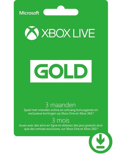 Microsoft Xbox Live Gold Abonnement 3 Maanden - Xbox 360 + Xbox One