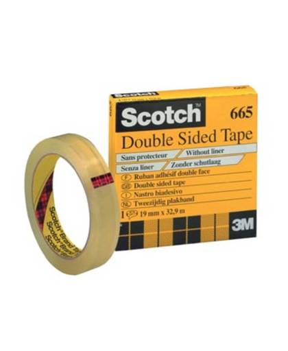 Scotch® Dubbelzijdige Tape, Zonder Schutlaag, 19 mm x 33 m