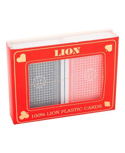 Speelkaartenset lion 100% plastic duobox, poker