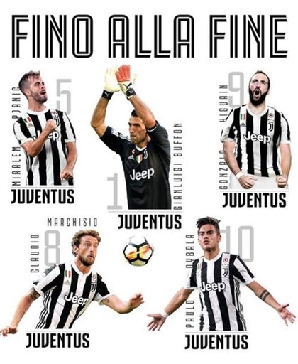 Muursticker Voetbalclub Juventus Spelers - Kinderkamer - set van 13 stickers