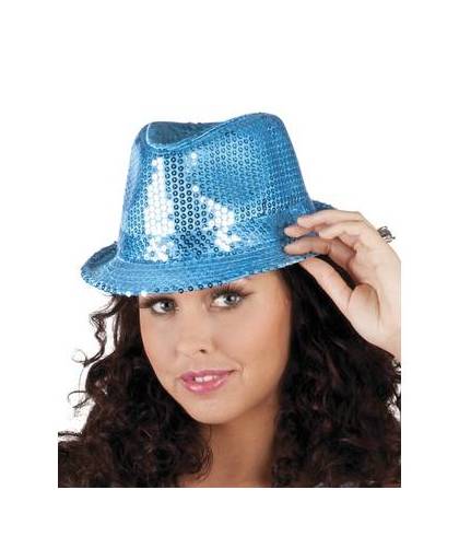 Glitter hoed blauw