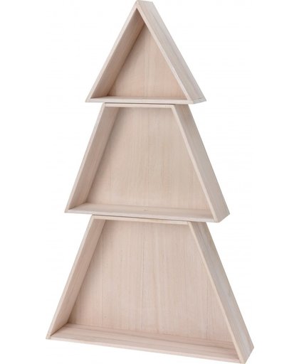 Letterbak boom naturel - 3 lagen houten kerstboom (kerst kast)