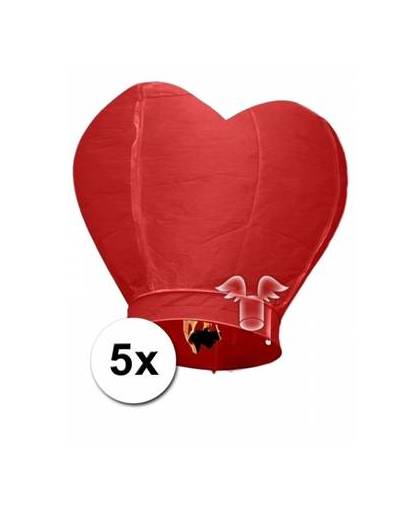 5x wensballon rood hart 100 cm