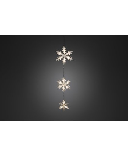 Konstsmide 6116 - Snoerverlichting - 15 lamps LED acryl snoer 3 sneeuwvlokken - 60cm - 24V - voor binnen - koelwit