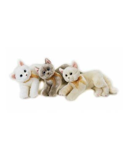 Katten knuffel liggend wit 34 cm
